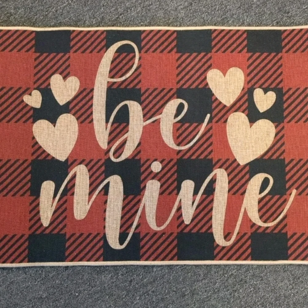 Plaid Red and Black 'Be Mine' Doormat